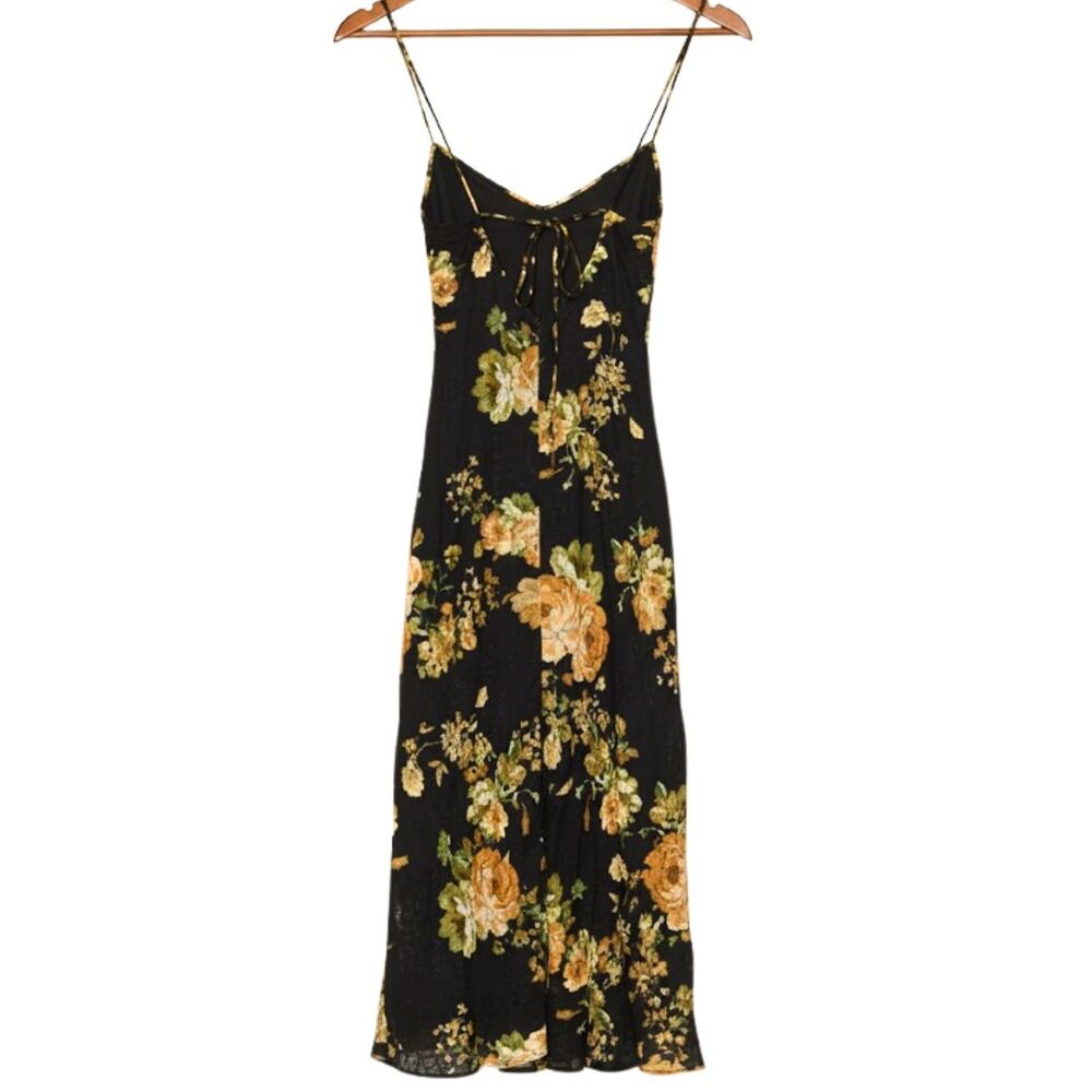 NWT Lulus Dress Black Floral Petal Prowess Lace-Up Slip Fairycore Whimsigoth S - Picture 3 of 10